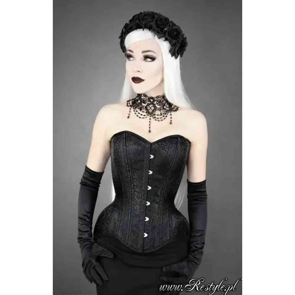 Restyle - WH Brocade Gothic Jacquard Hourglass Overbust corset - Black